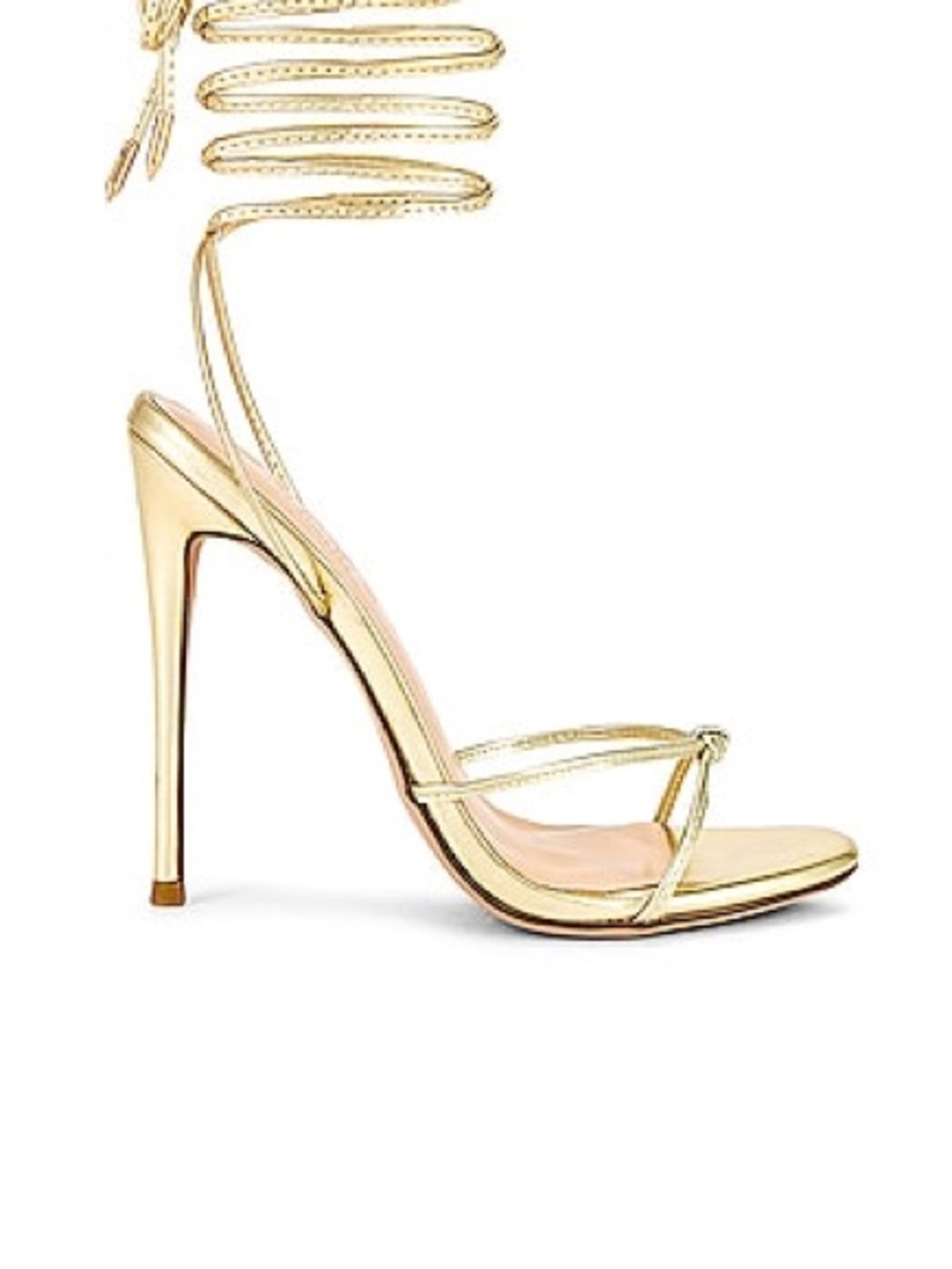 Gold Wrap-Strap Stiletto Sandals - Women's Metallic High Heels